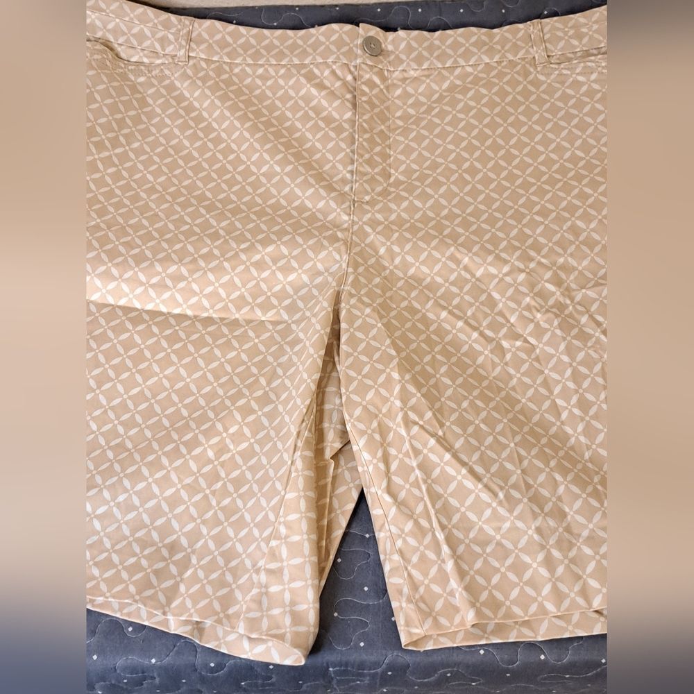 Intro. Love the fit tan bermuda shorts size 24W